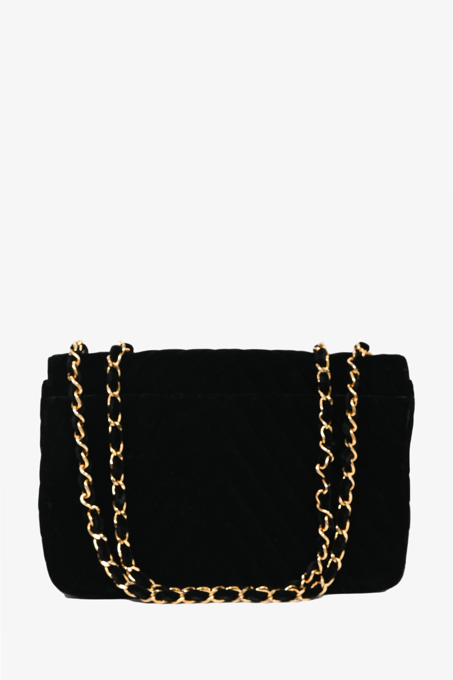Pre-loved Chanel™ Black Velvet Chevron Quilted Jumbo XL Maxi Flap