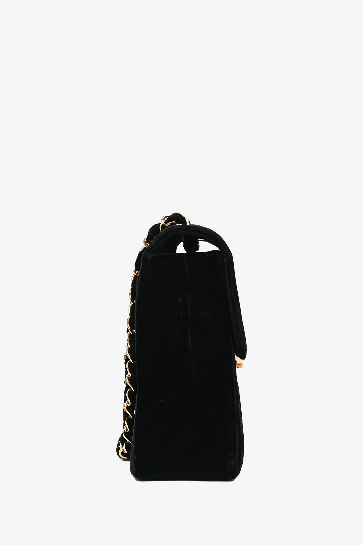 Pre-loved Chanel™ Black Velvet Chevron Quilted Jumbo XL Maxi Flap