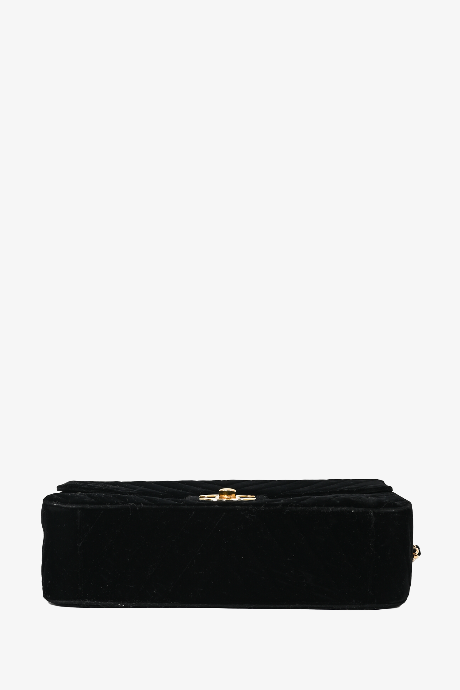 Pre-loved Chanel™ Black Velvet Chevron Quilted Jumbo XL Maxi Flap