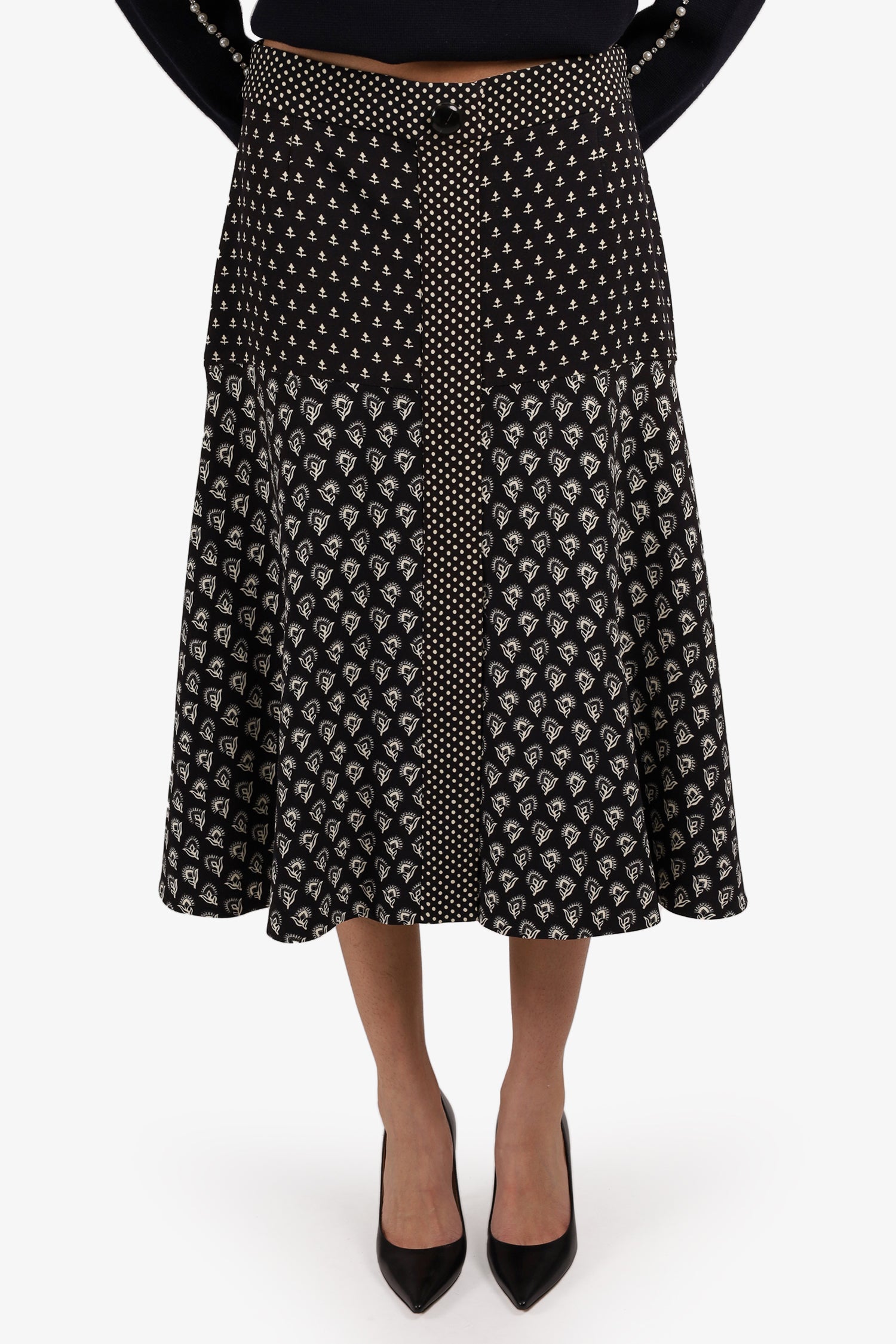 Proenza Schouler Black/White Silk Printed Skirt Size 12
