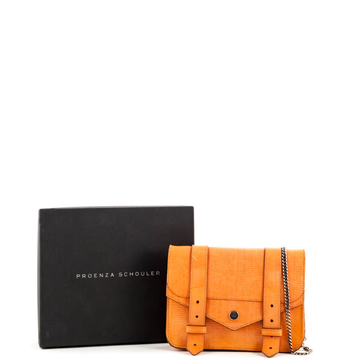 Proenza Schouler Orange Snake Embossed PS1 Chain Wallet Bag