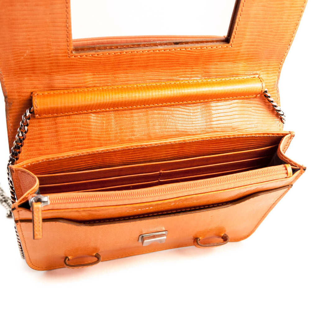 Proenza Schouler Orange Snake Embossed PS1 Chain Wallet Bag