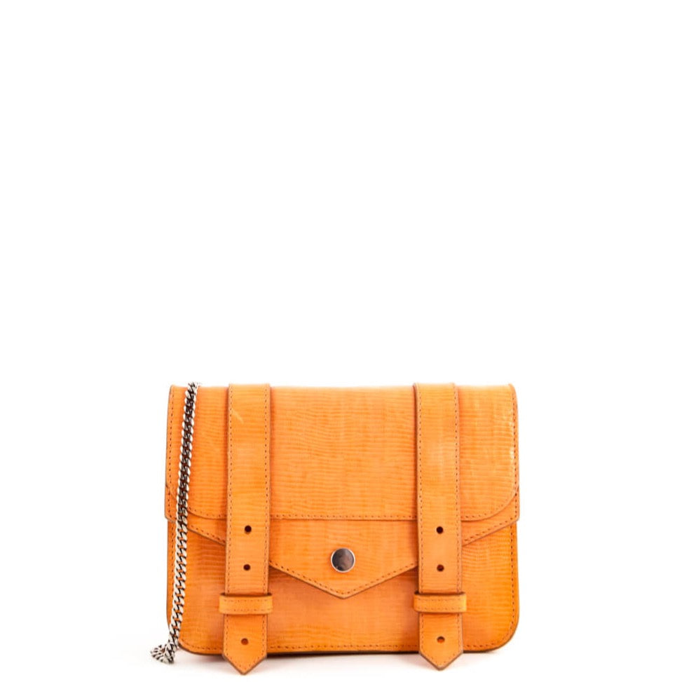 Proenza Schouler Orange Snake Embossed PS1 Chain Wallet Bag
