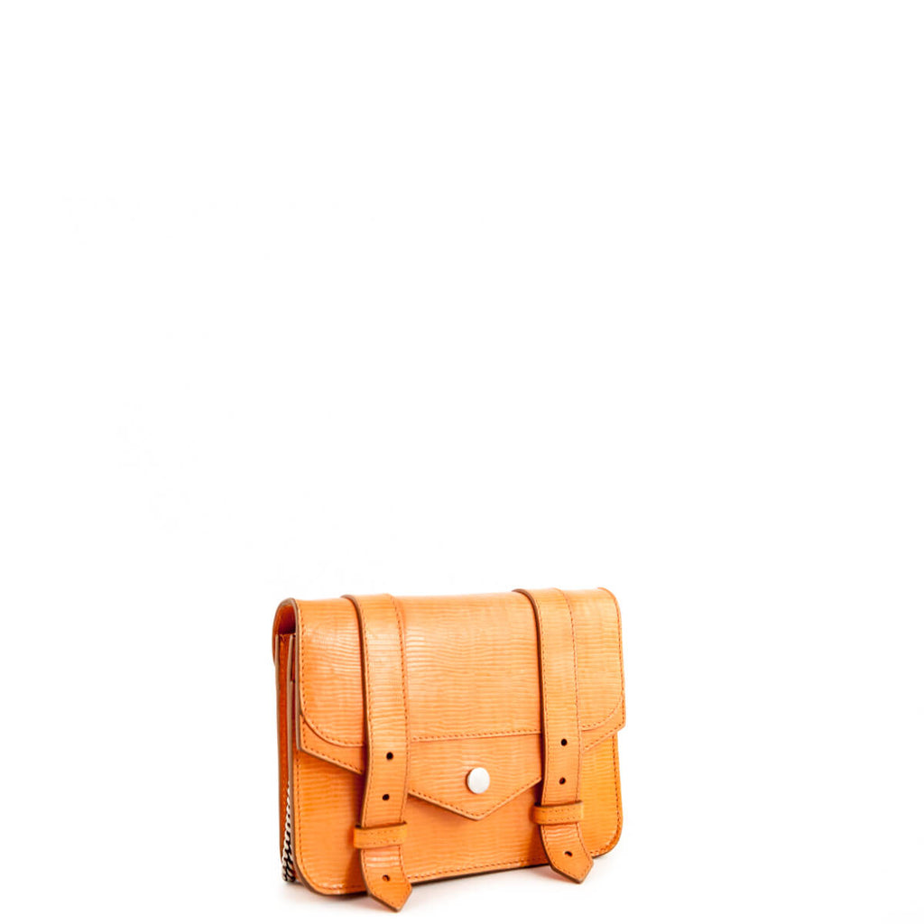 Proenza Schouler Orange Snake Embossed PS1 Chain Wallet Bag