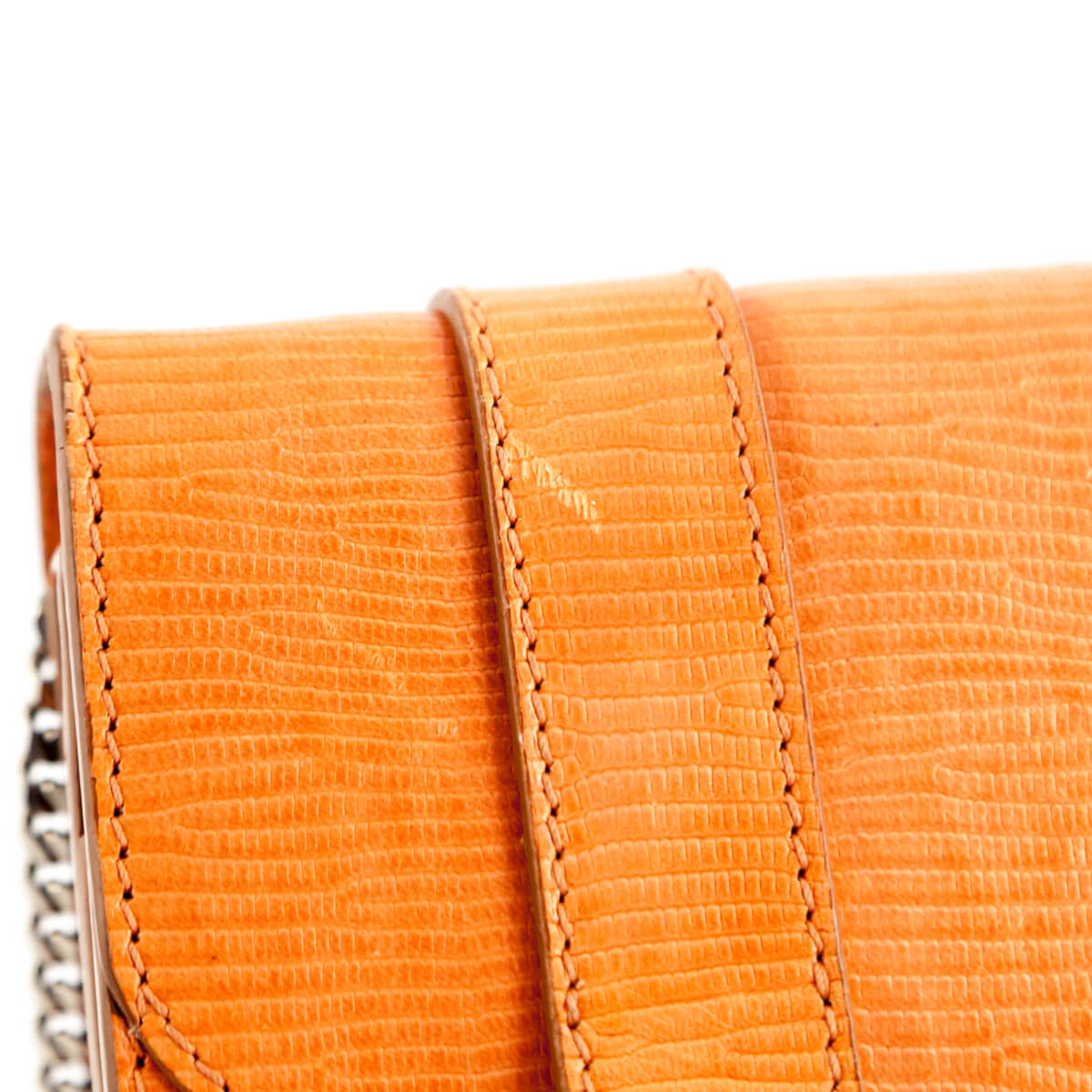Proenza Schouler Orange Snake Embossed PS1 Chain Wallet Bag