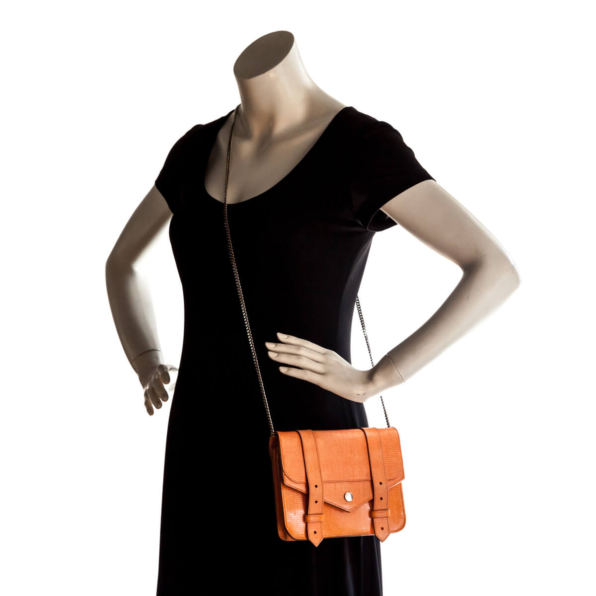 Proenza Schouler Orange Snake Embossed PS1 Chain Wallet Bag