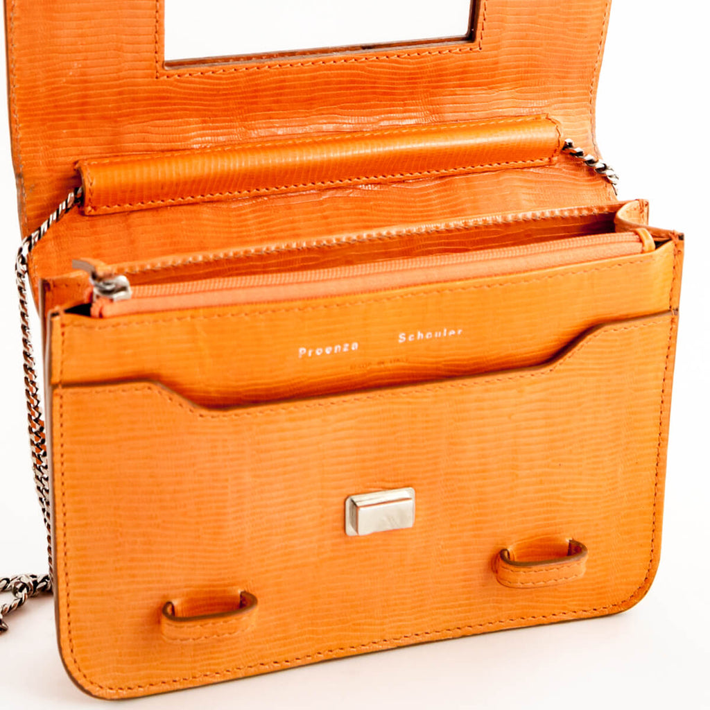 Proenza Schouler Orange Snake Embossed PS1 Chain Wallet Bag