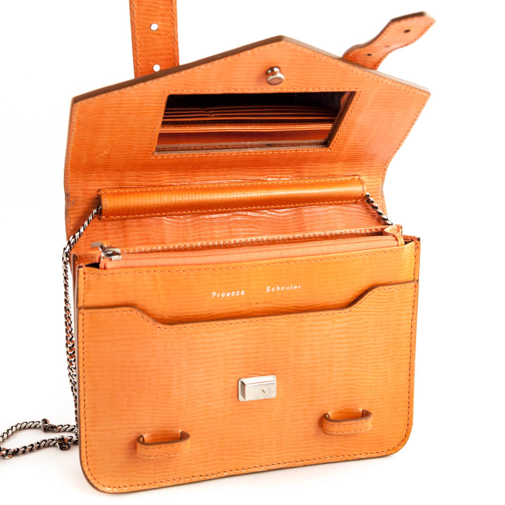 Proenza Schouler Orange Snake Embossed PS1 Chain Wallet Bag