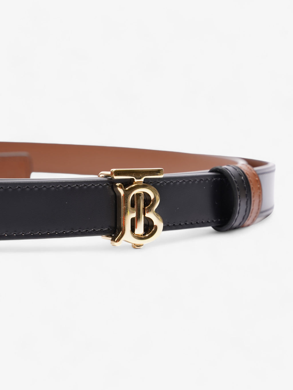 Burberry TB Reversible Belt Black / Brown / Gold Leather Medium - 123cm