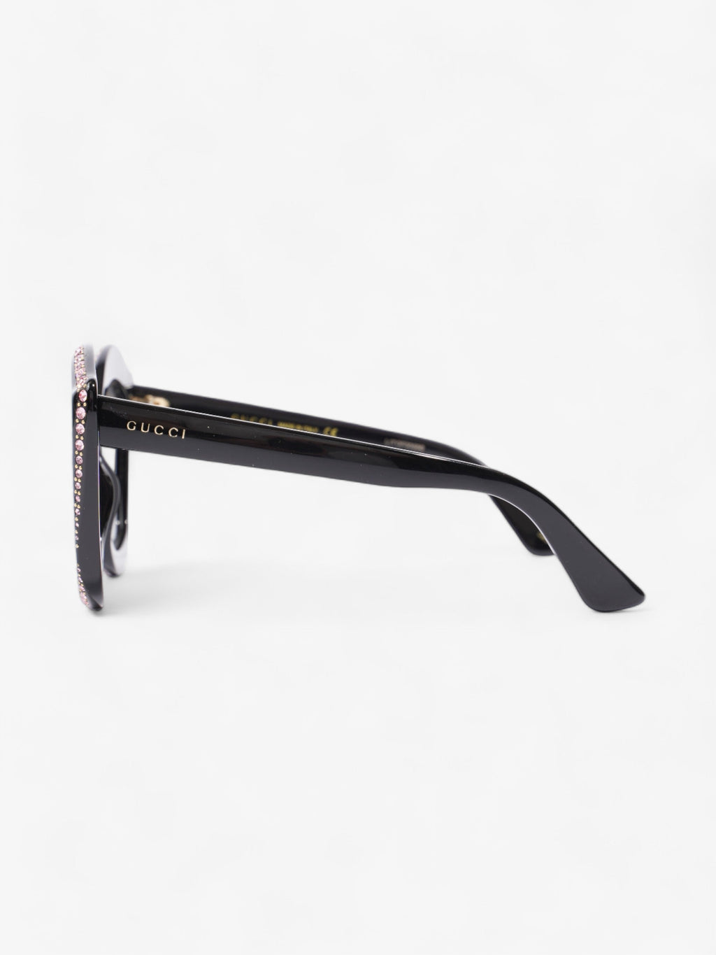Gucci Crystal Cat Eye Sunglasses Black / Pink Acetate 140mm