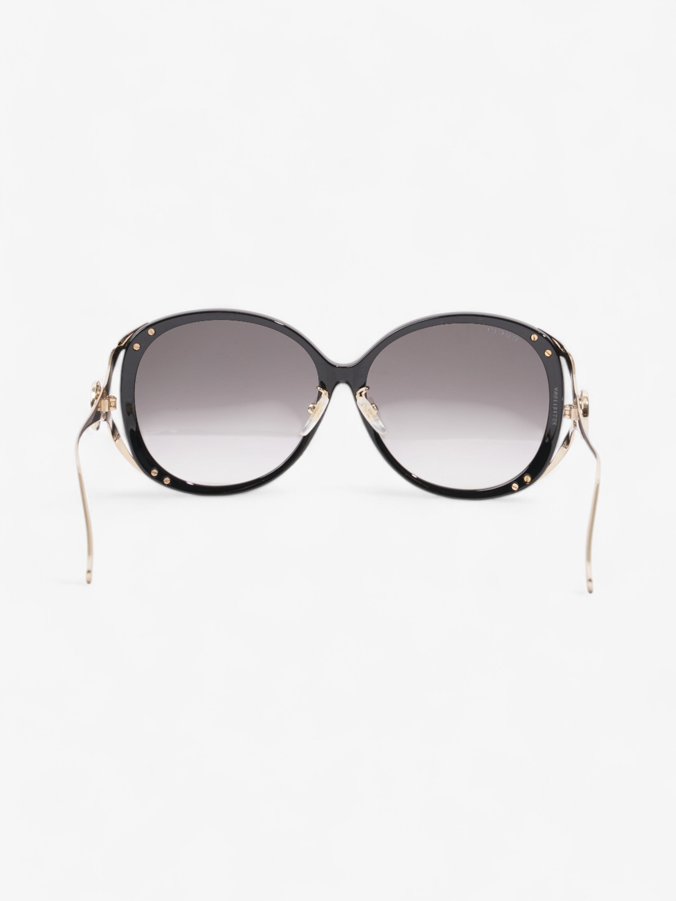 Gucci GG Web Sunglasses Black / Gold / Green Acetate 130mm