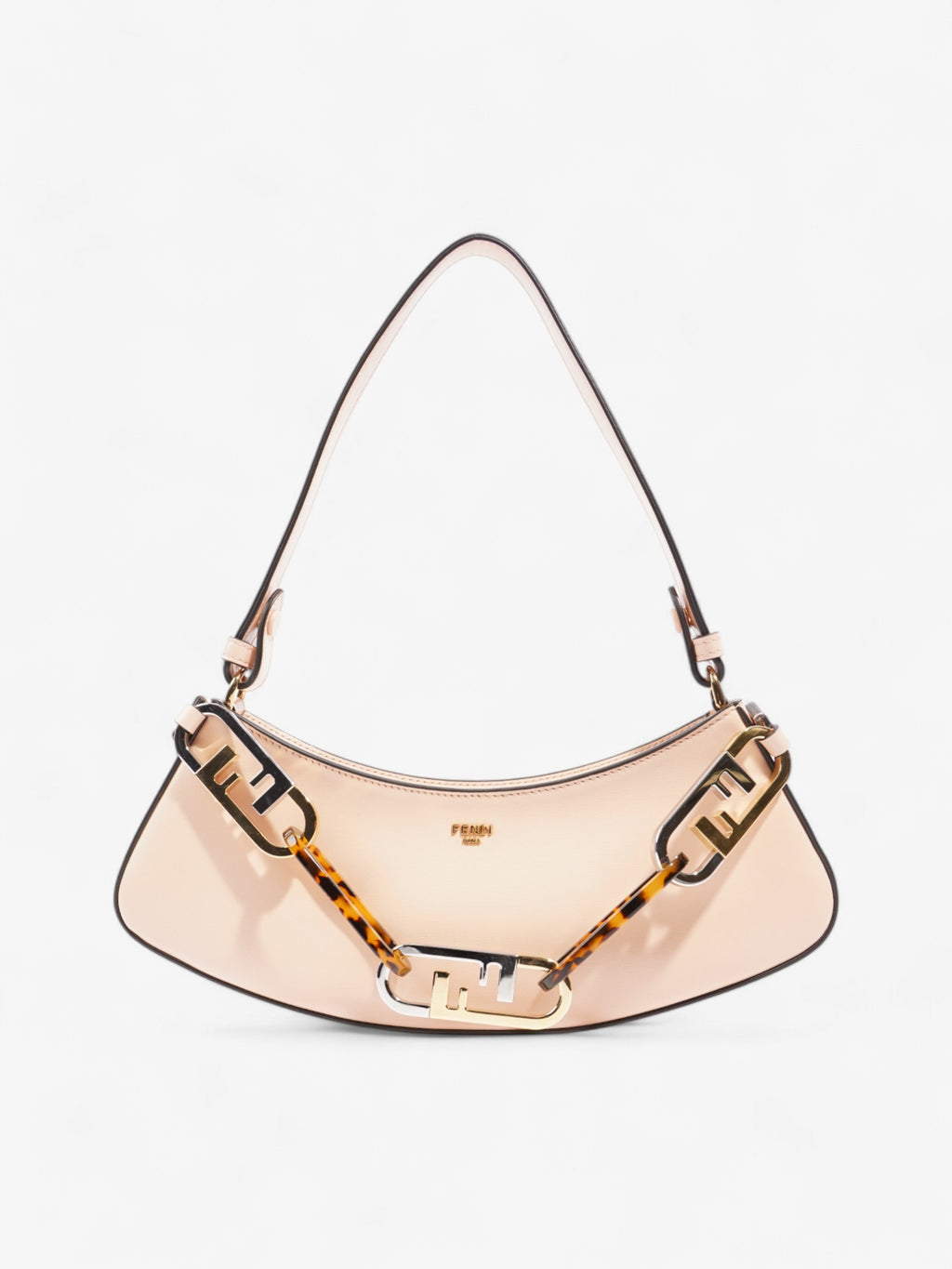 Fendi O Lock Swing Light Rose / Tortoise / Silver Calfskin Leather