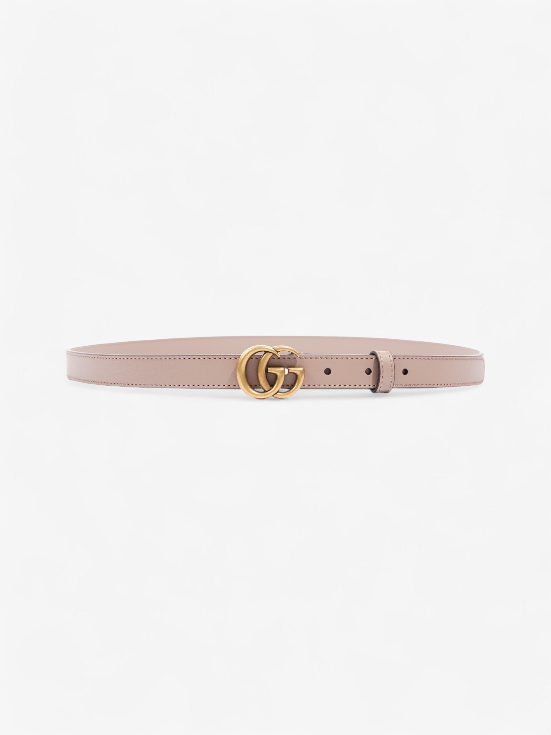 Gucci GG Marmont Thin Belt Rose Beige  / Gold Leather 100cm / 40"
