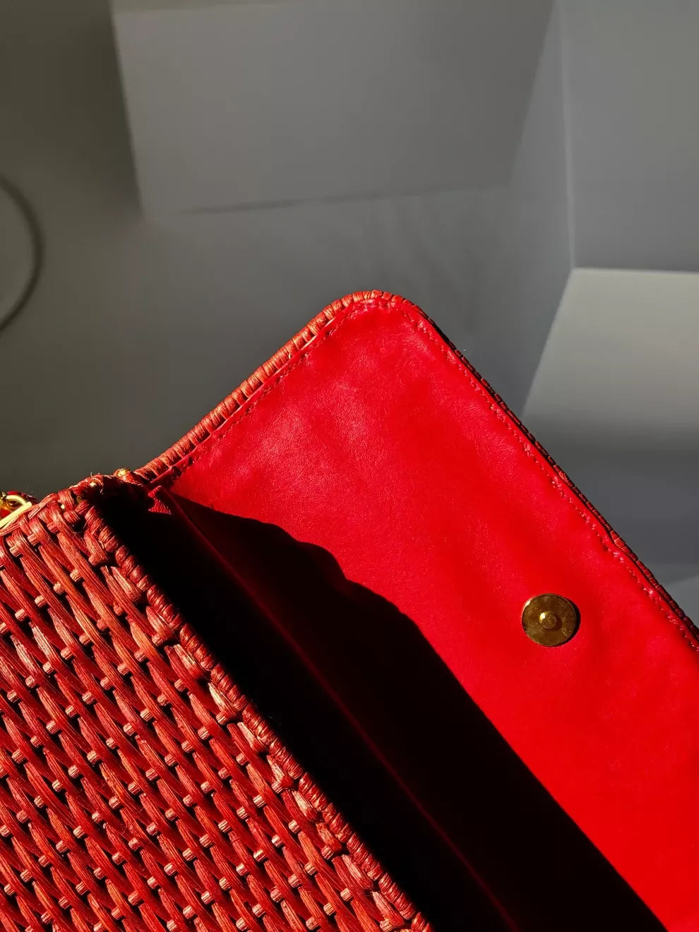 Chanel Vintage 2001 Red Wicker Shoulder Bag