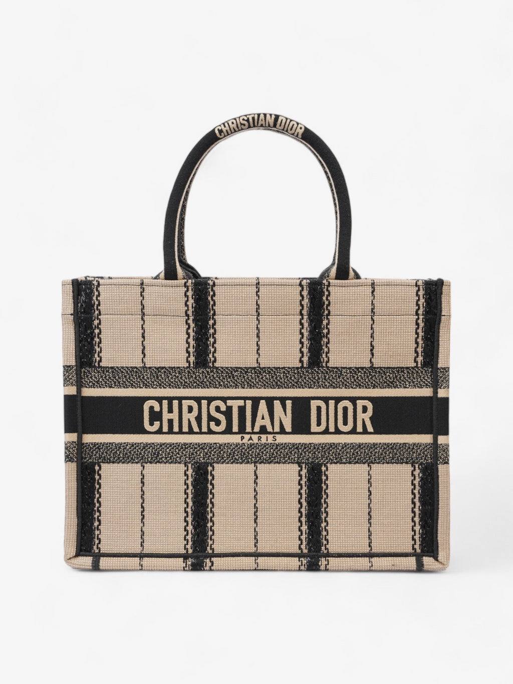 Christian Dior Book Tote Beige / Black Canvas Medium