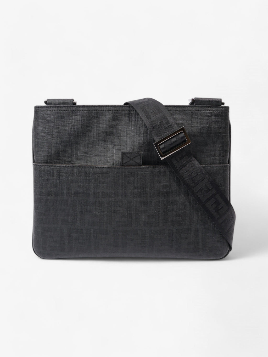 Fendi Zucca Shoulder Bag Black Canvas