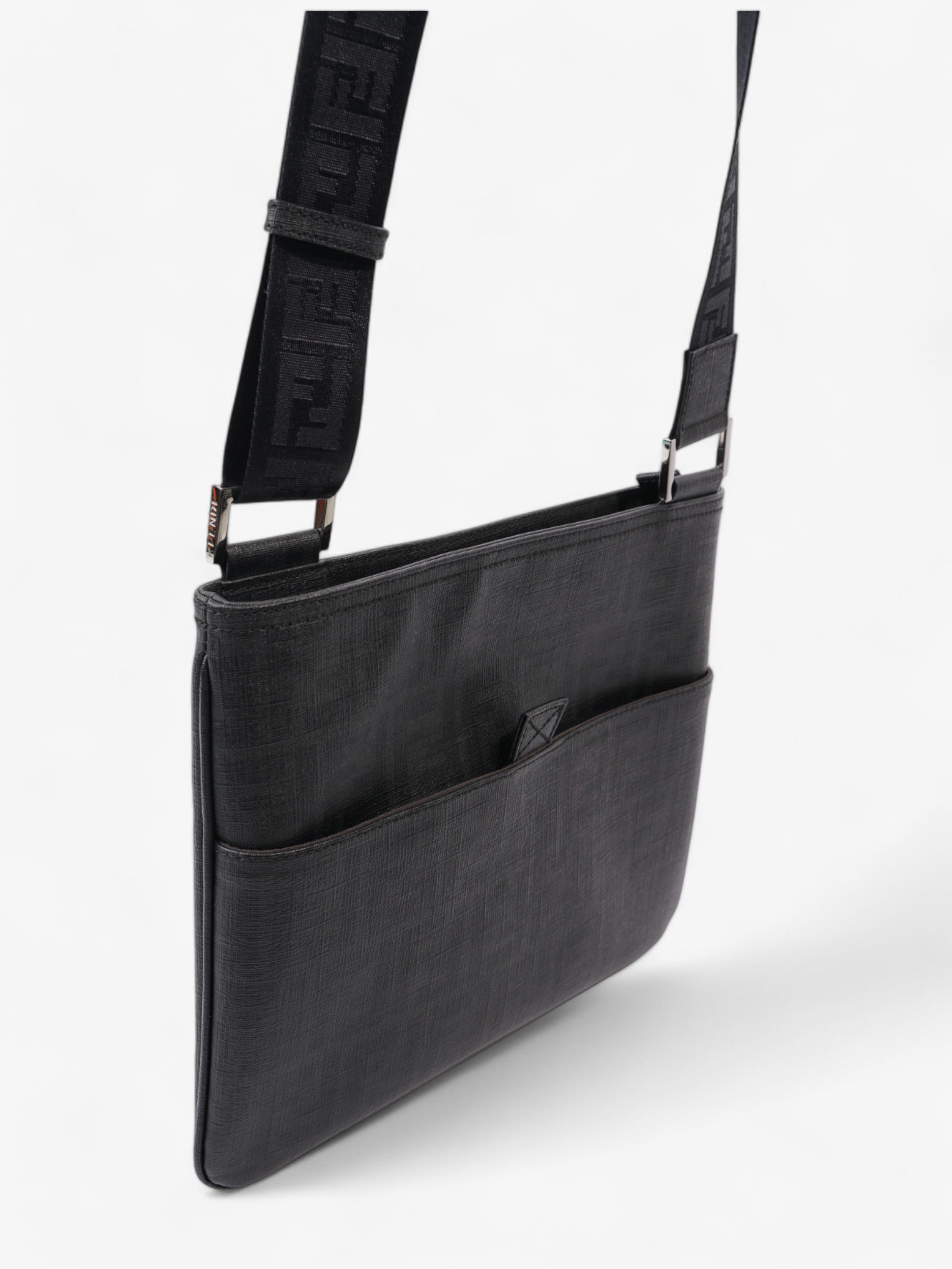 Fendi Zucca Shoulder Bag Black Canvas