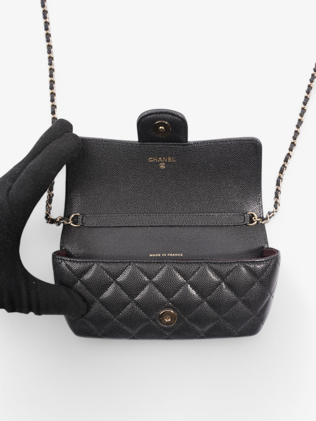 Chanel Glasses Case on chain Black Caviar Leather