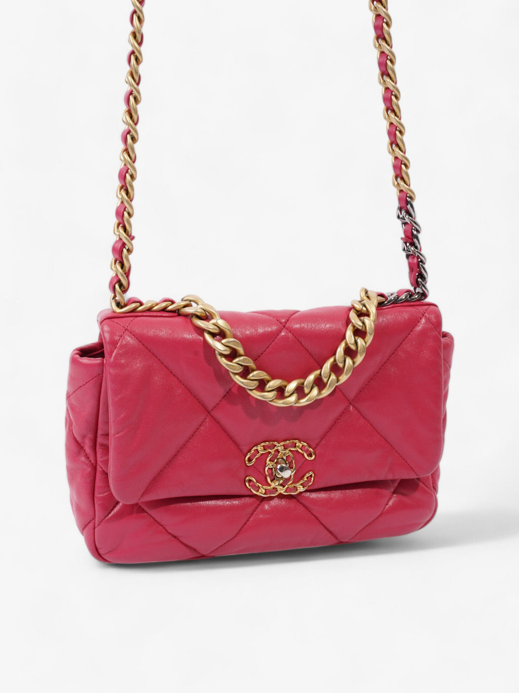 Chanel 19 Flap Hot Pink Lambskin Leather Medium