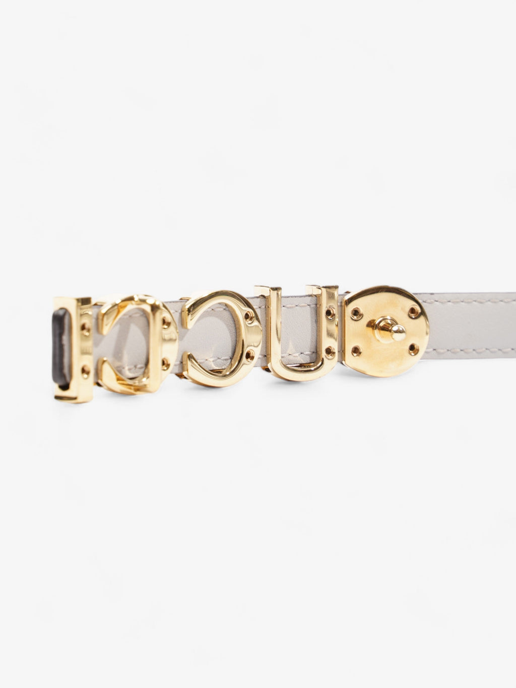 Gucci Buckle Thin Belt Silver Leather 85cm / 34"