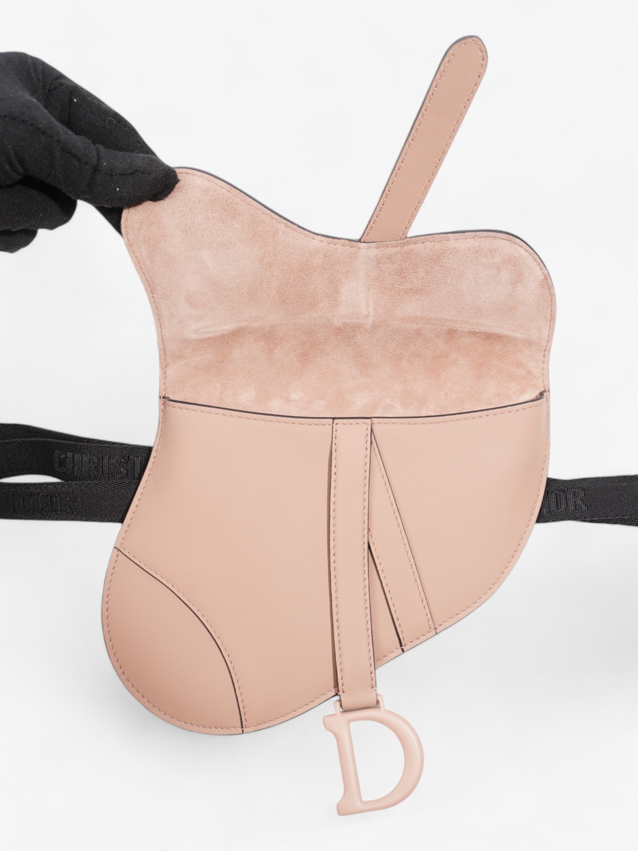 Christian Dior Saddle Pouch Pink Nude Calfskin Leather