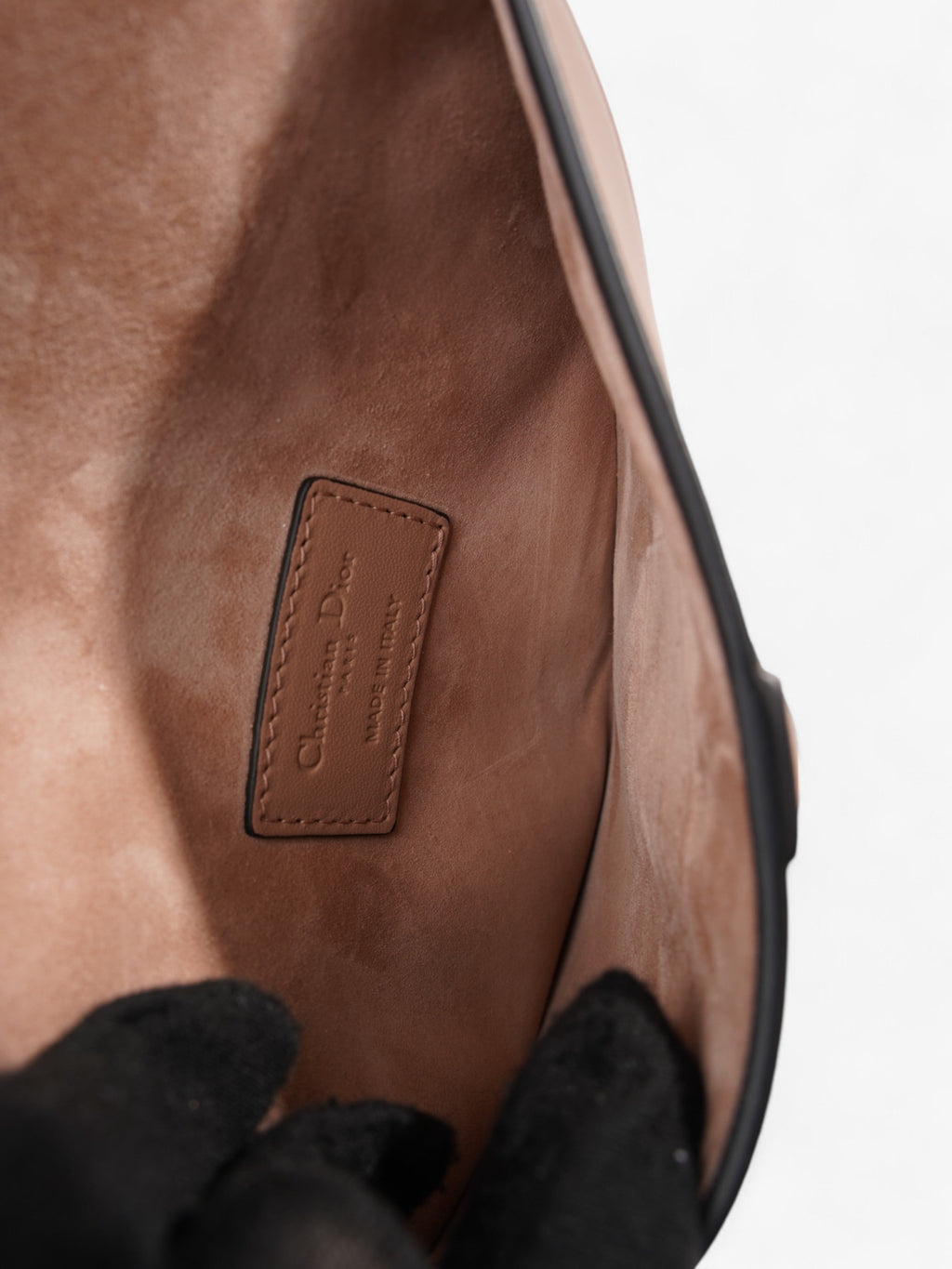 Christian Dior Saddle Pouch Pink Nude Calfskin Leather