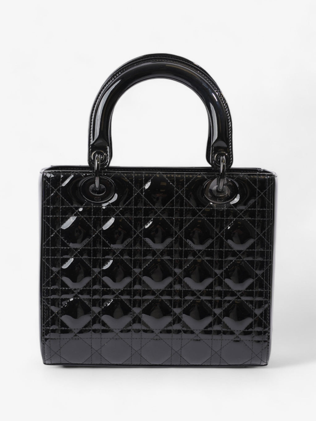 Christian Dior Lady Dior Black Patent Leather Medium
