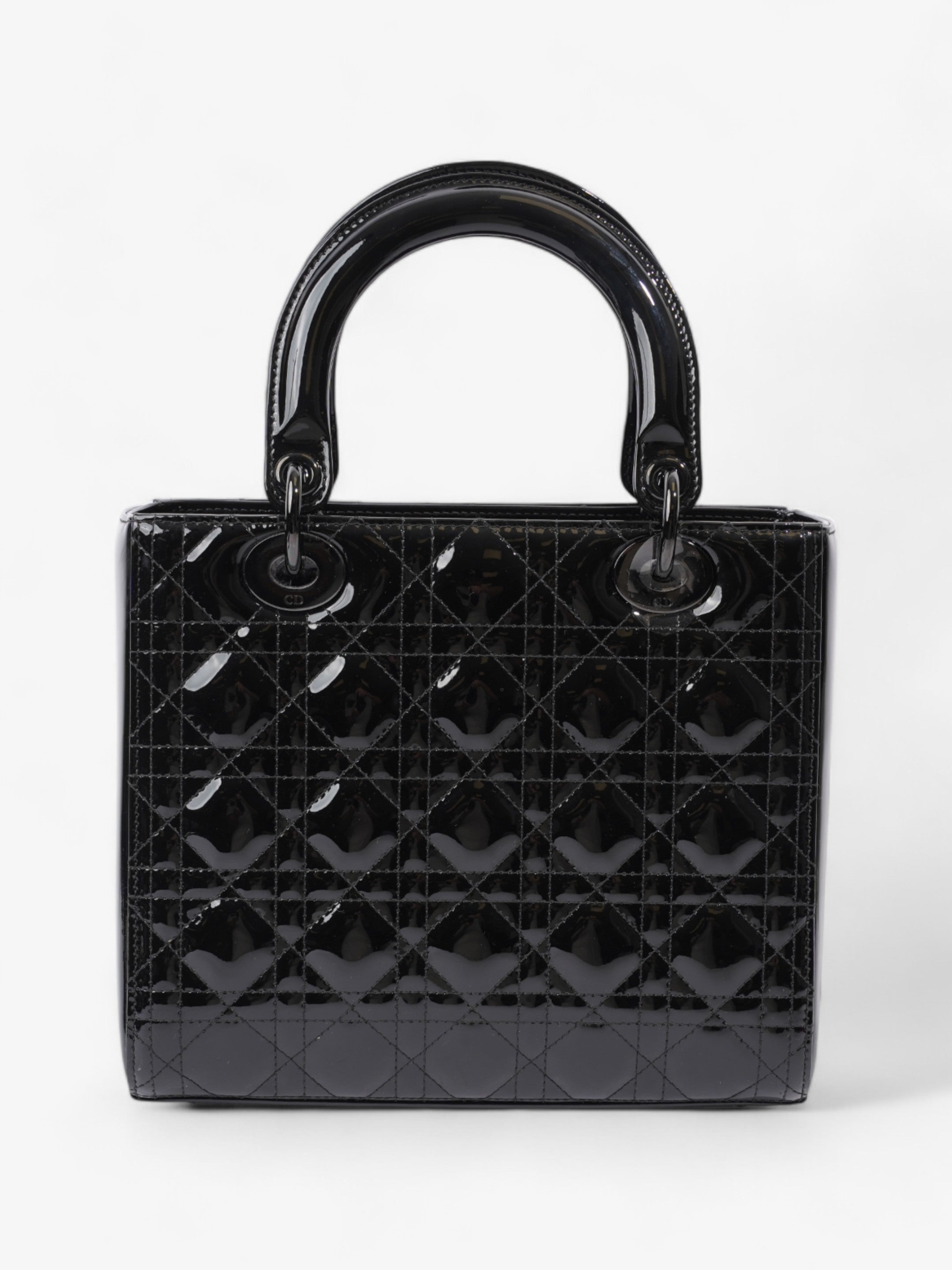 Christian Dior Lady Dior Black Patent Leather Medium