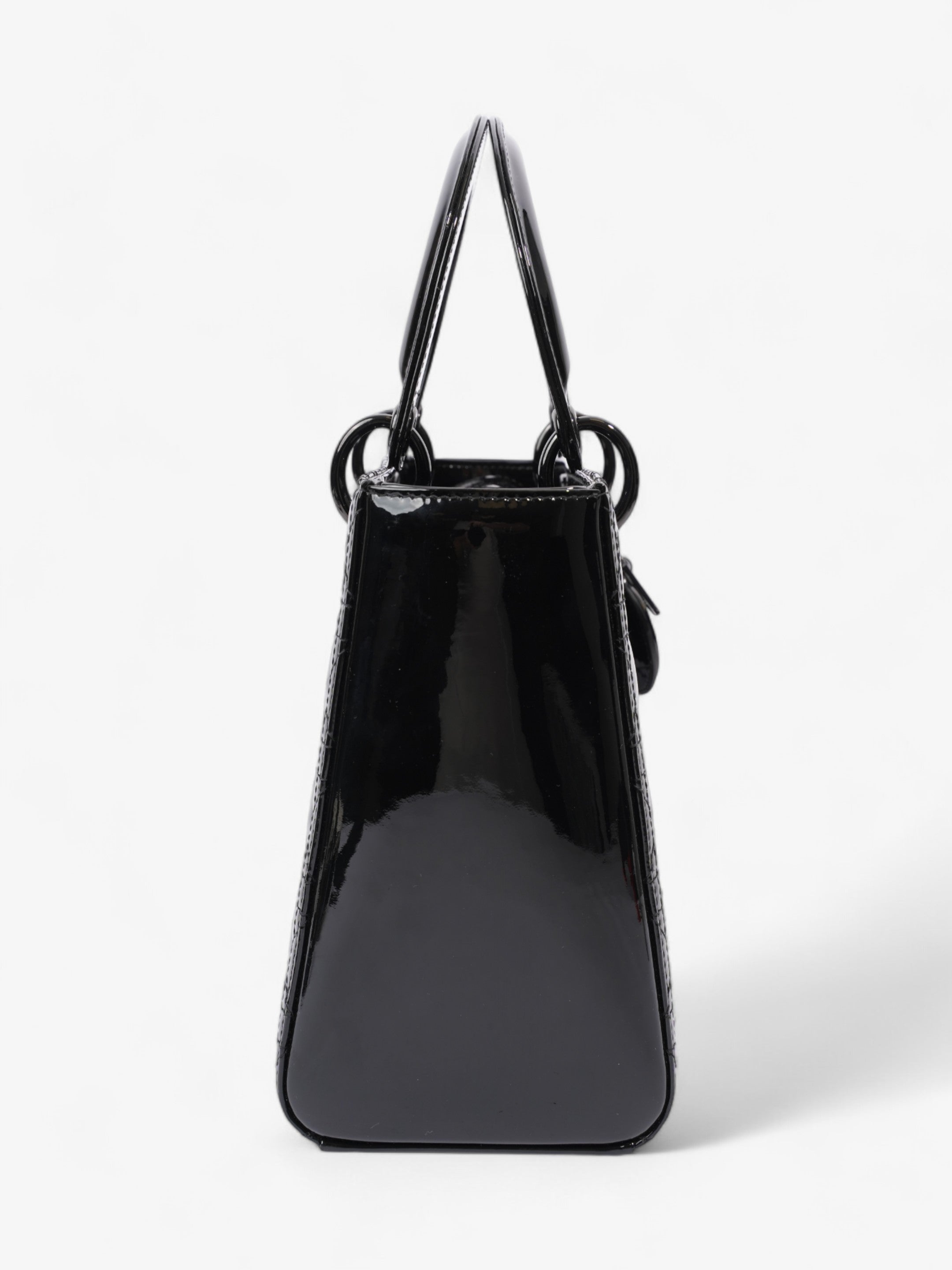 Christian Dior Lady Dior Black Patent Leather Medium