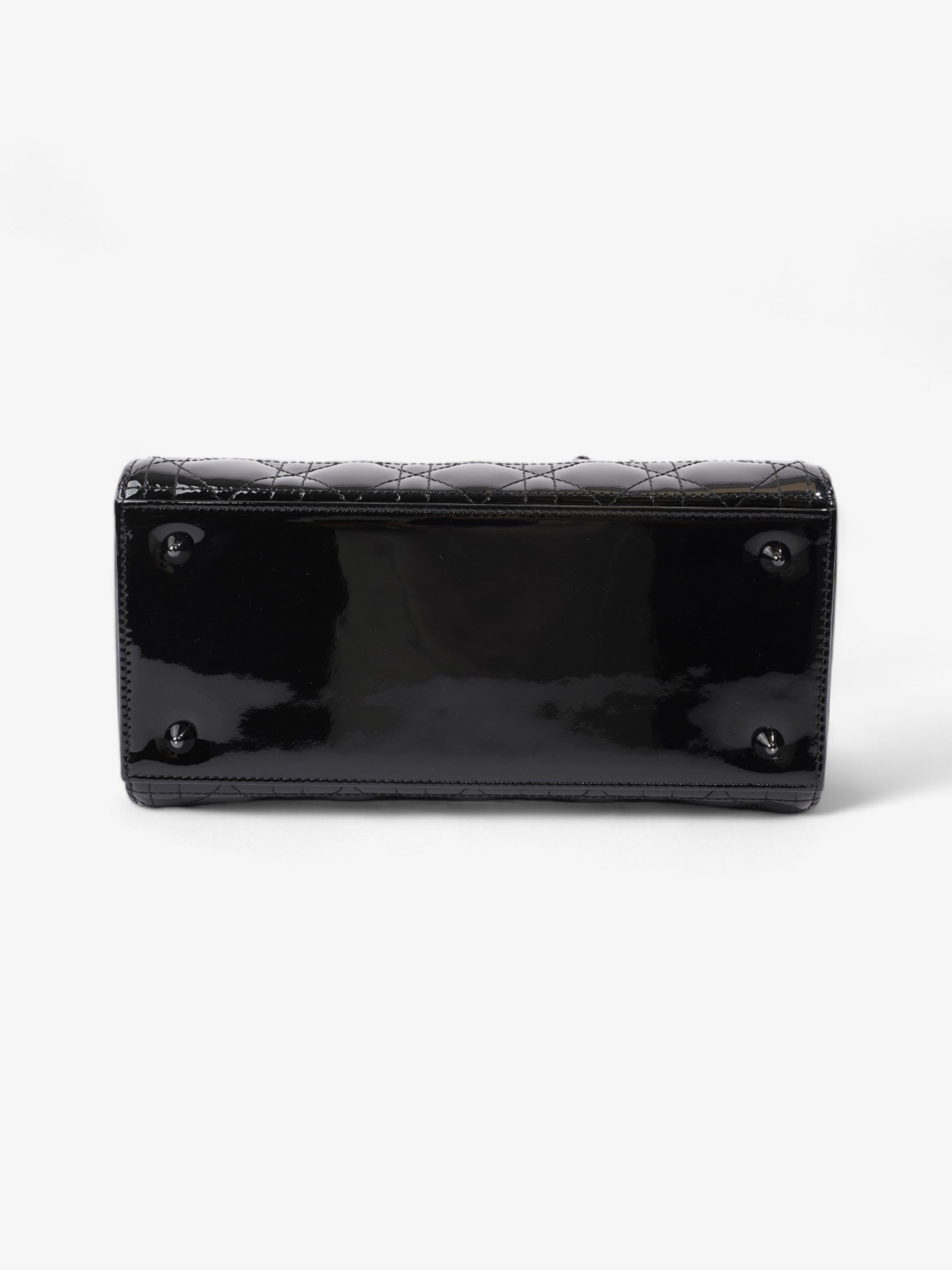 Christian Dior Lady Dior Black Patent Leather Medium