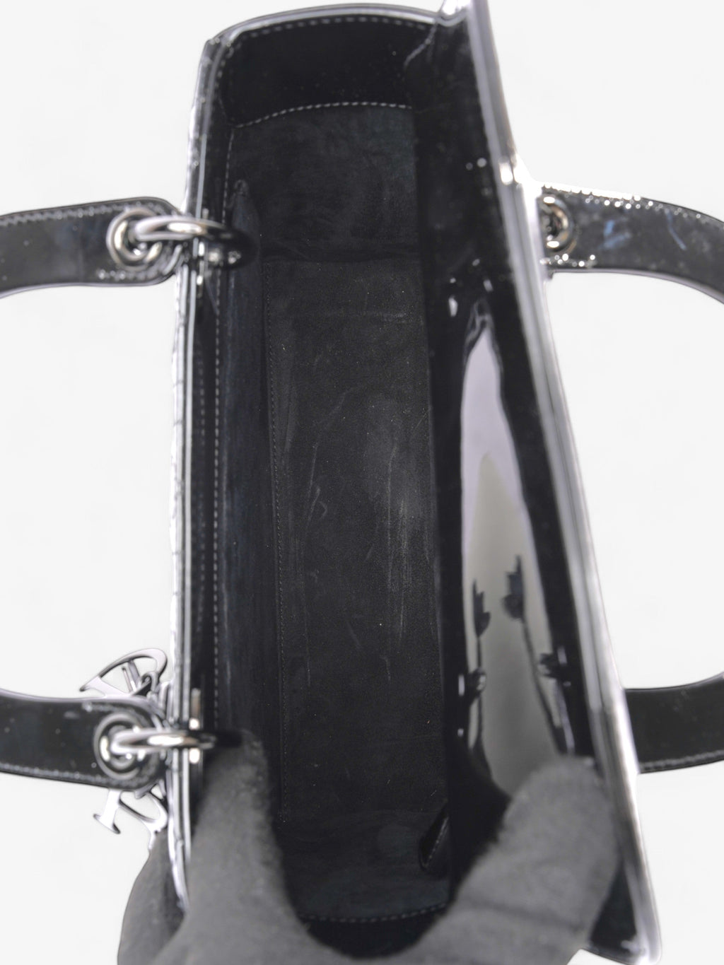Christian Dior Lady Dior Black Patent Leather Medium