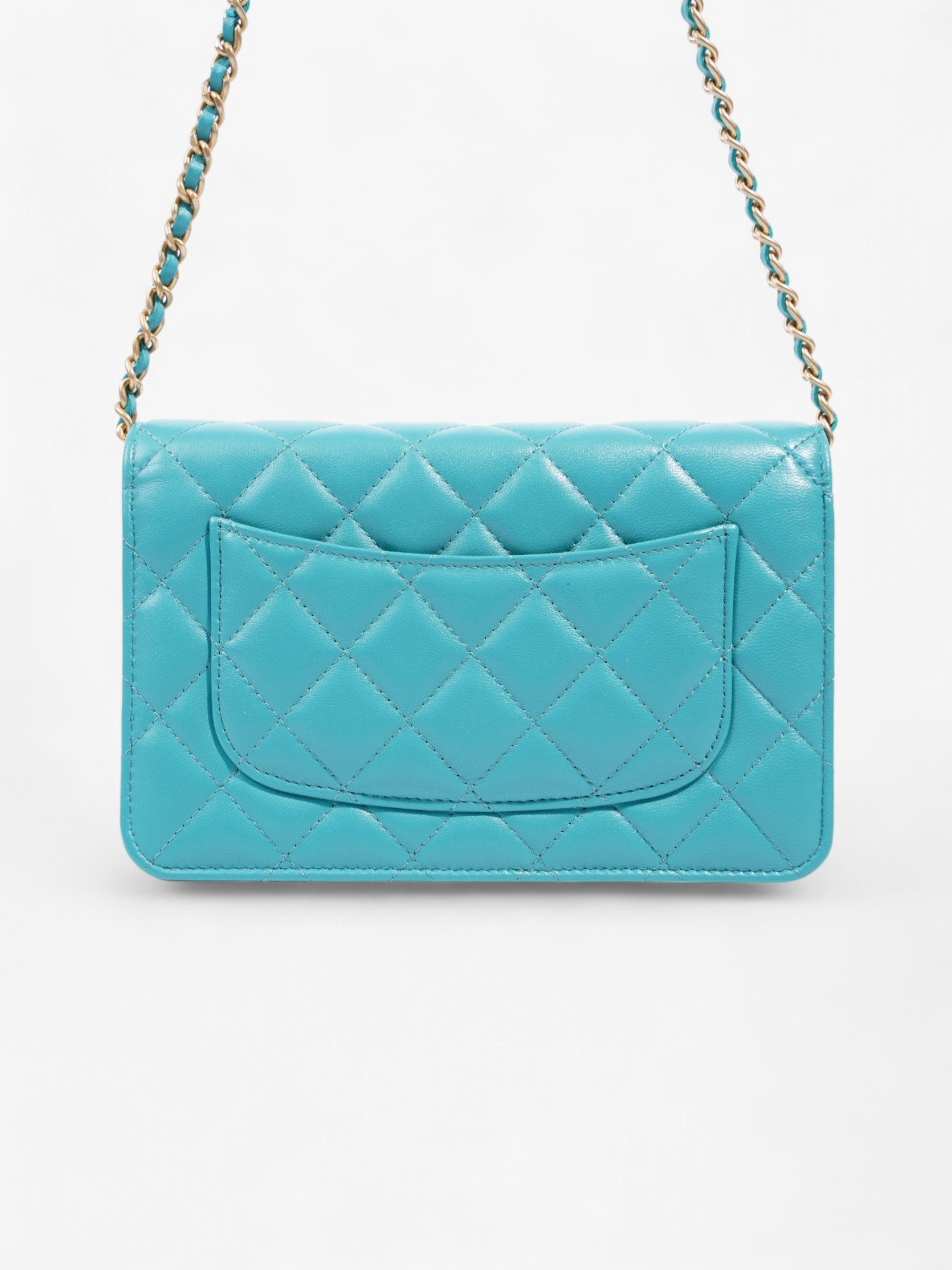 Chanel Classic Wallet on Chain Turquoise Blue  Lambskin Leather