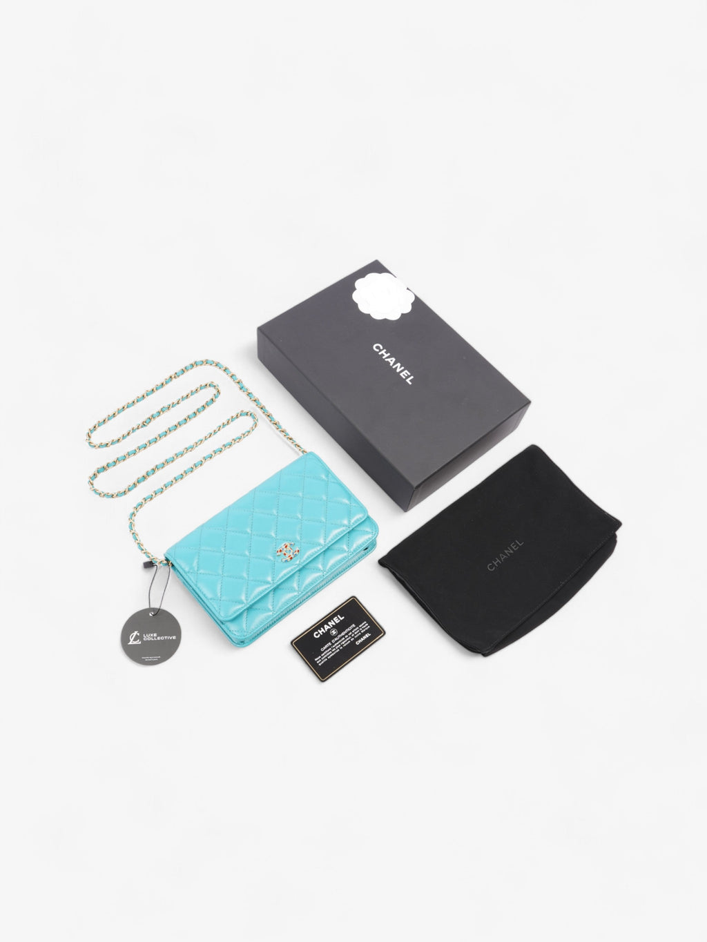 Chanel Classic Wallet on Chain Turquoise Blue  Lambskin Leather