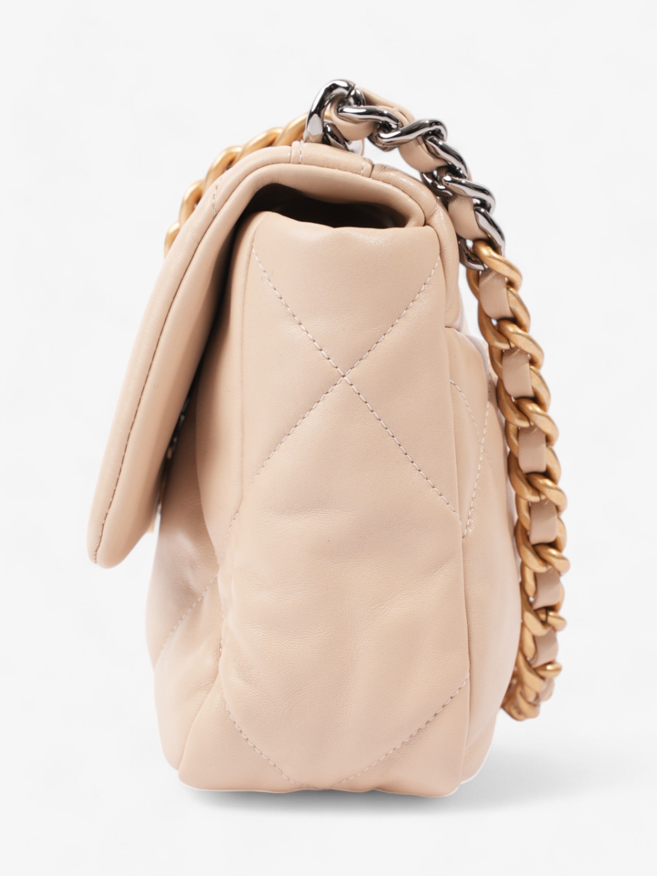 Chanel 19 Flap Beige Lambskin Leather Medium