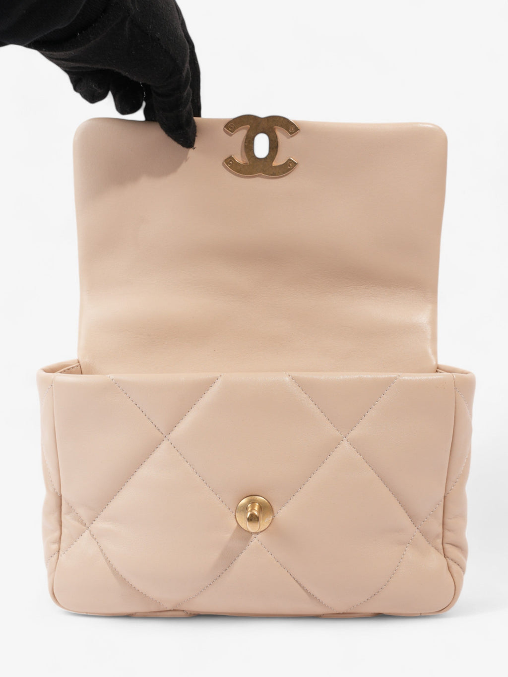 Chanel 19 Flap Beige Lambskin Leather Medium