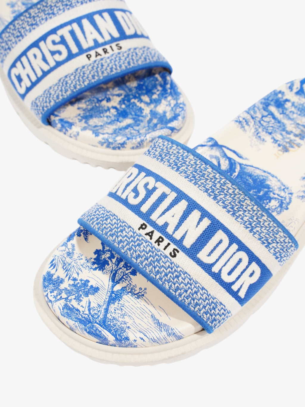 Christian Dior Dway Slides White / Blue Canvas EU 38 UK 5
