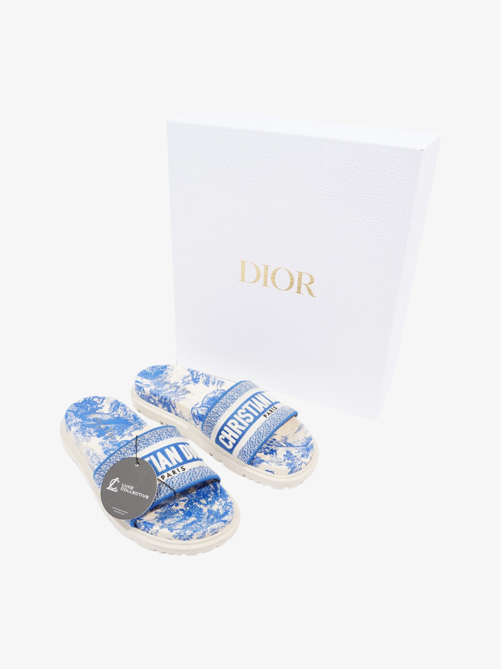 Christian Dior Dway Slides White / Blue Canvas EU 38 UK 5