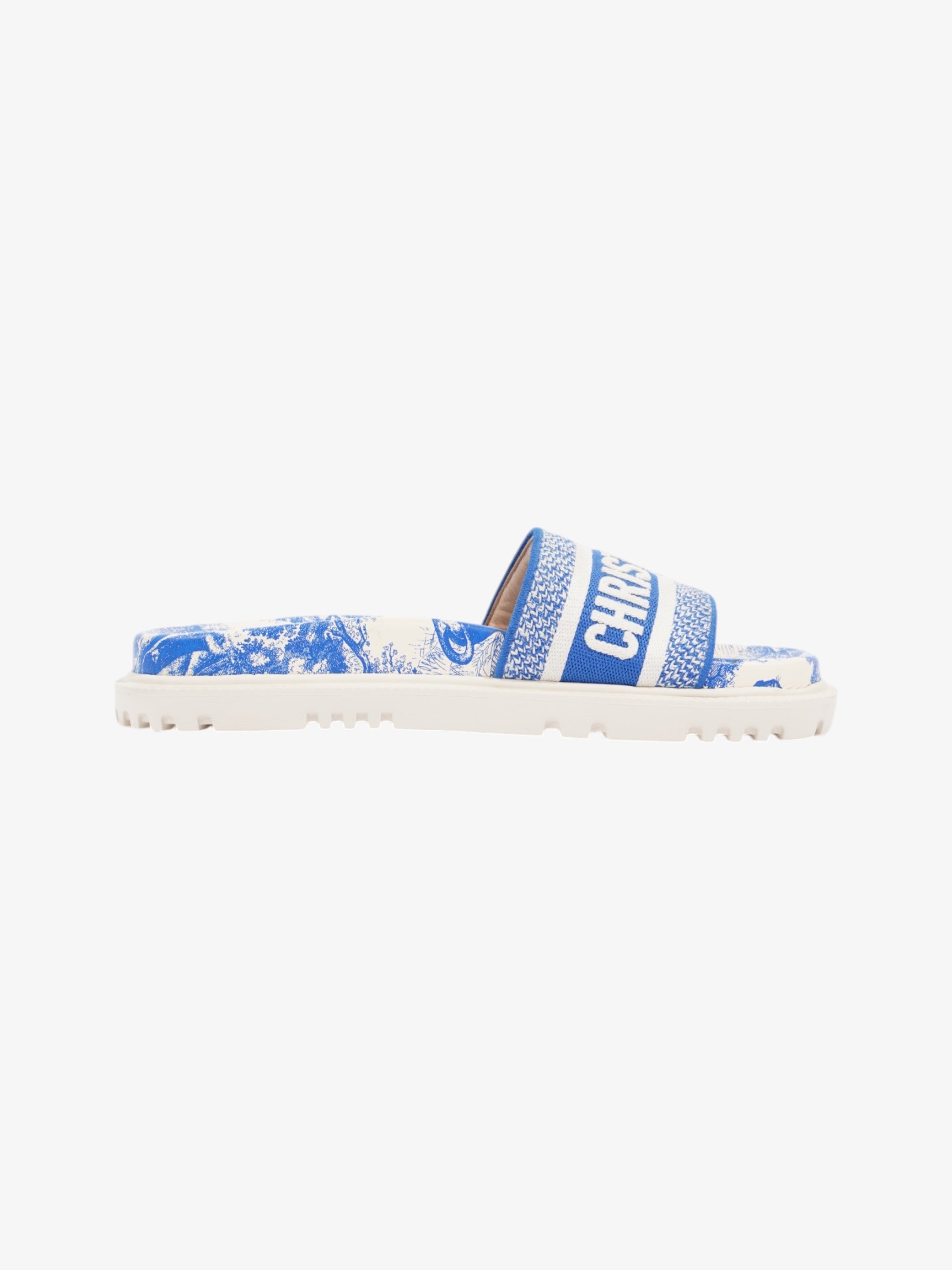 Christian Dior Dway Slides White / Blue Canvas EU 38 UK 5
