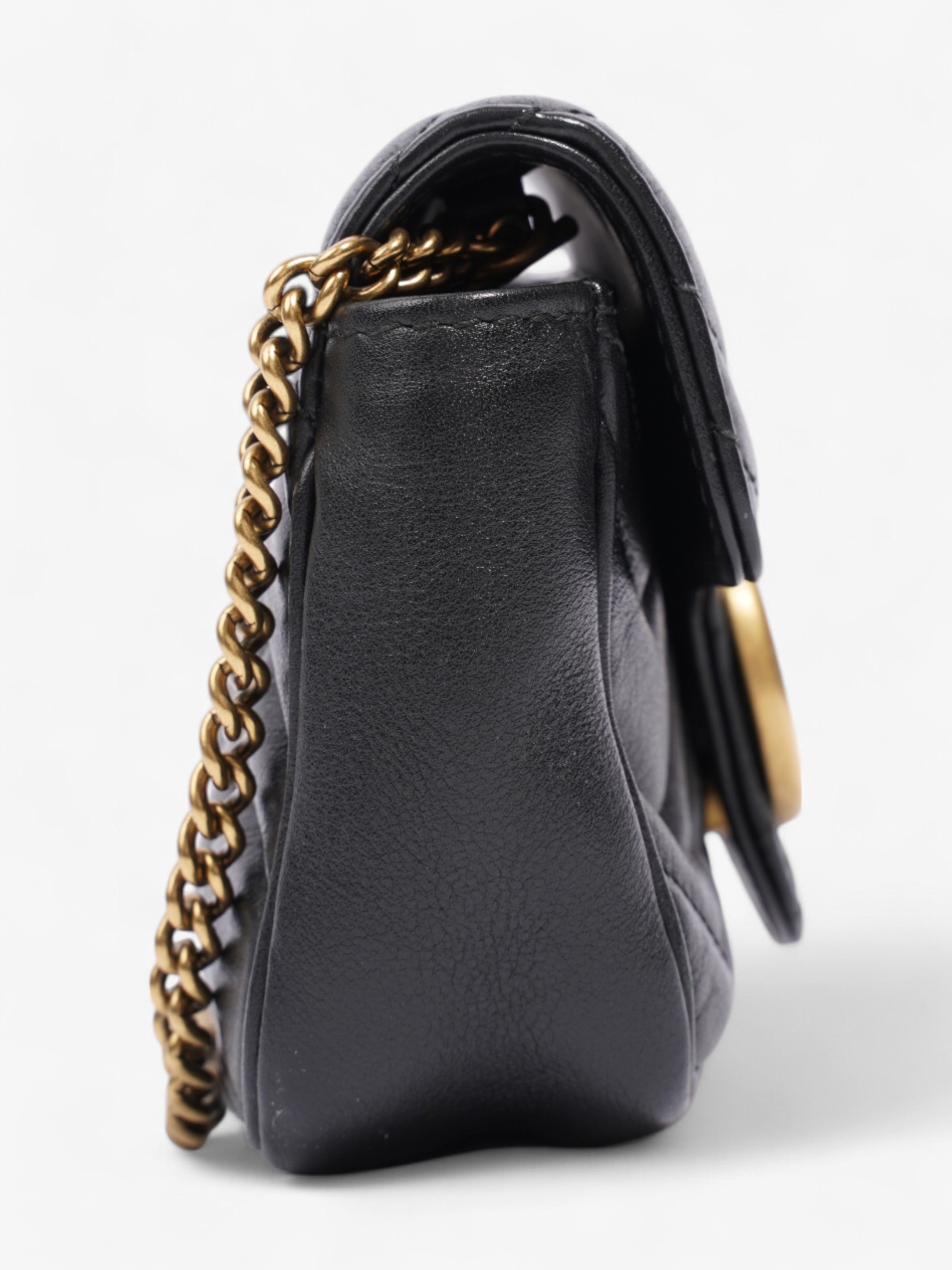 Gucci GG Marmont Black Matelasse Leather Super Mini