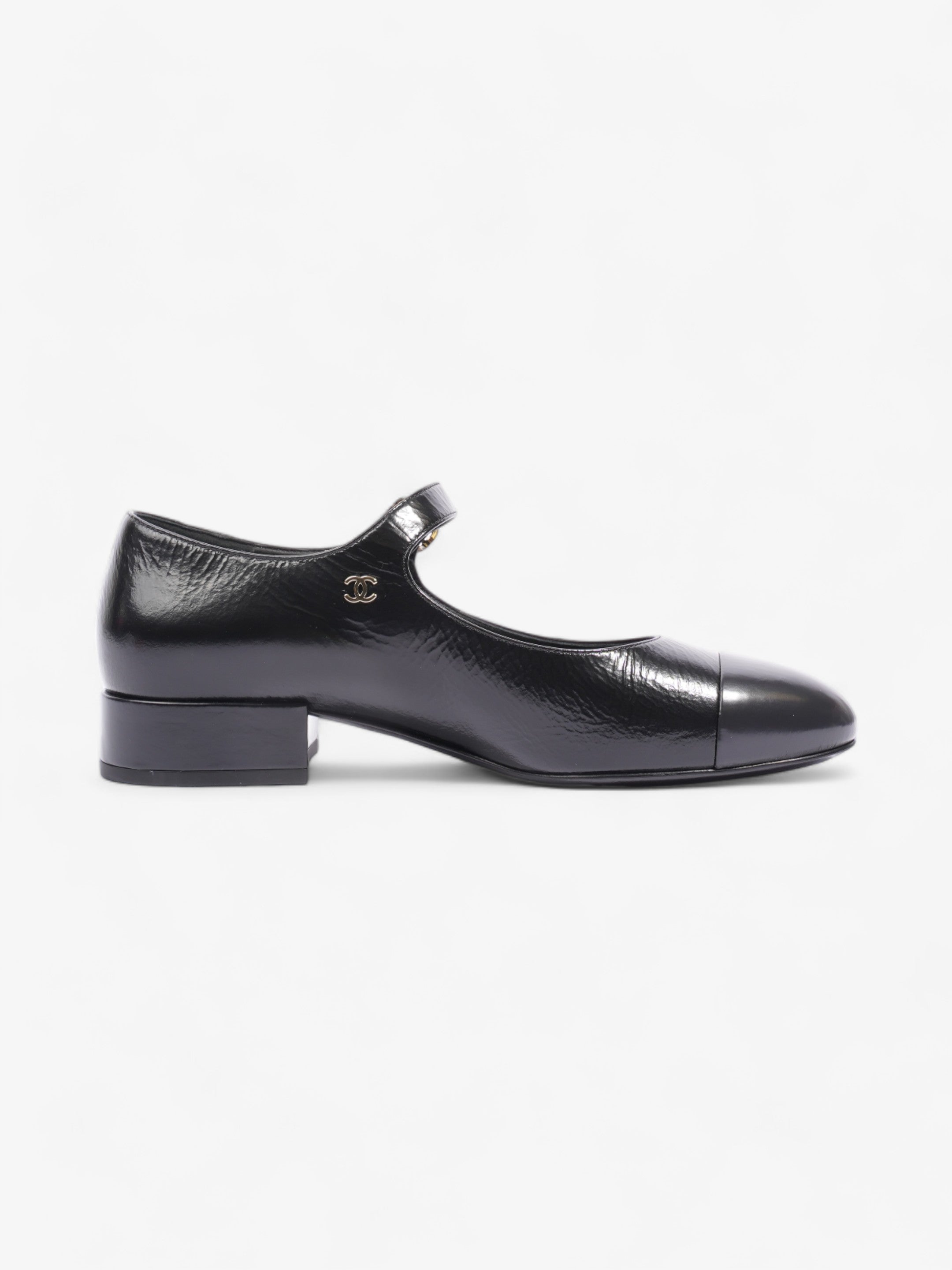 Chanel Chanel Mary Jane Pumps Black / Gold Leather EU 36.5 UK 3.5