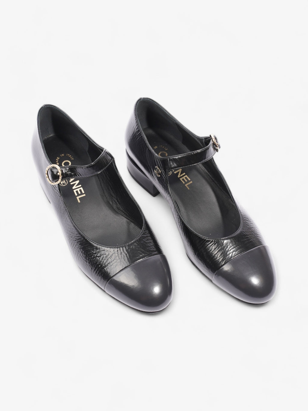 Chanel Chanel Mary Jane Pumps Black / Gold Leather EU 36.5 UK 3.5