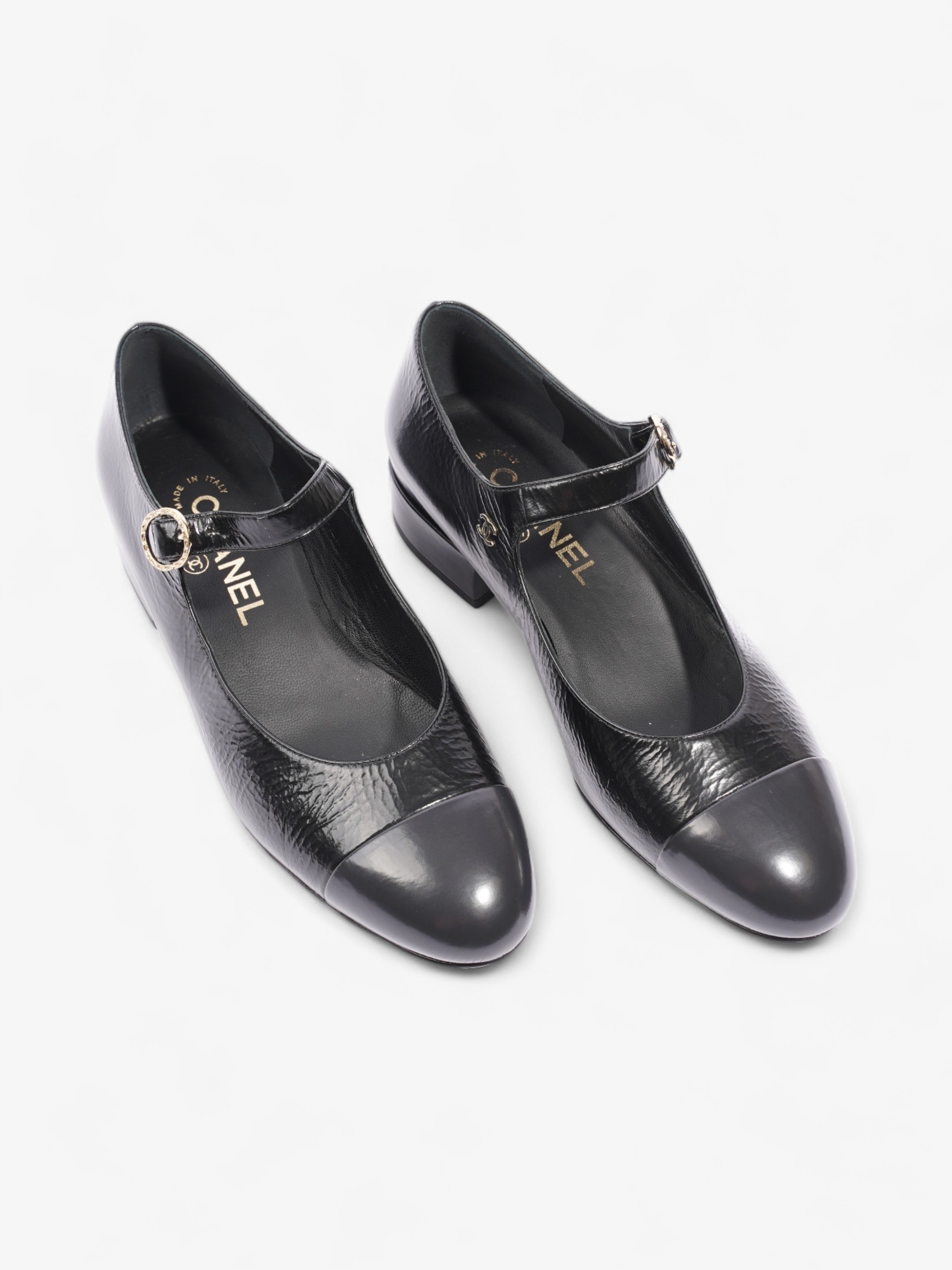 Chanel Chanel Mary Jane Pumps Black / Gold Leather EU 36.5 UK 3.5