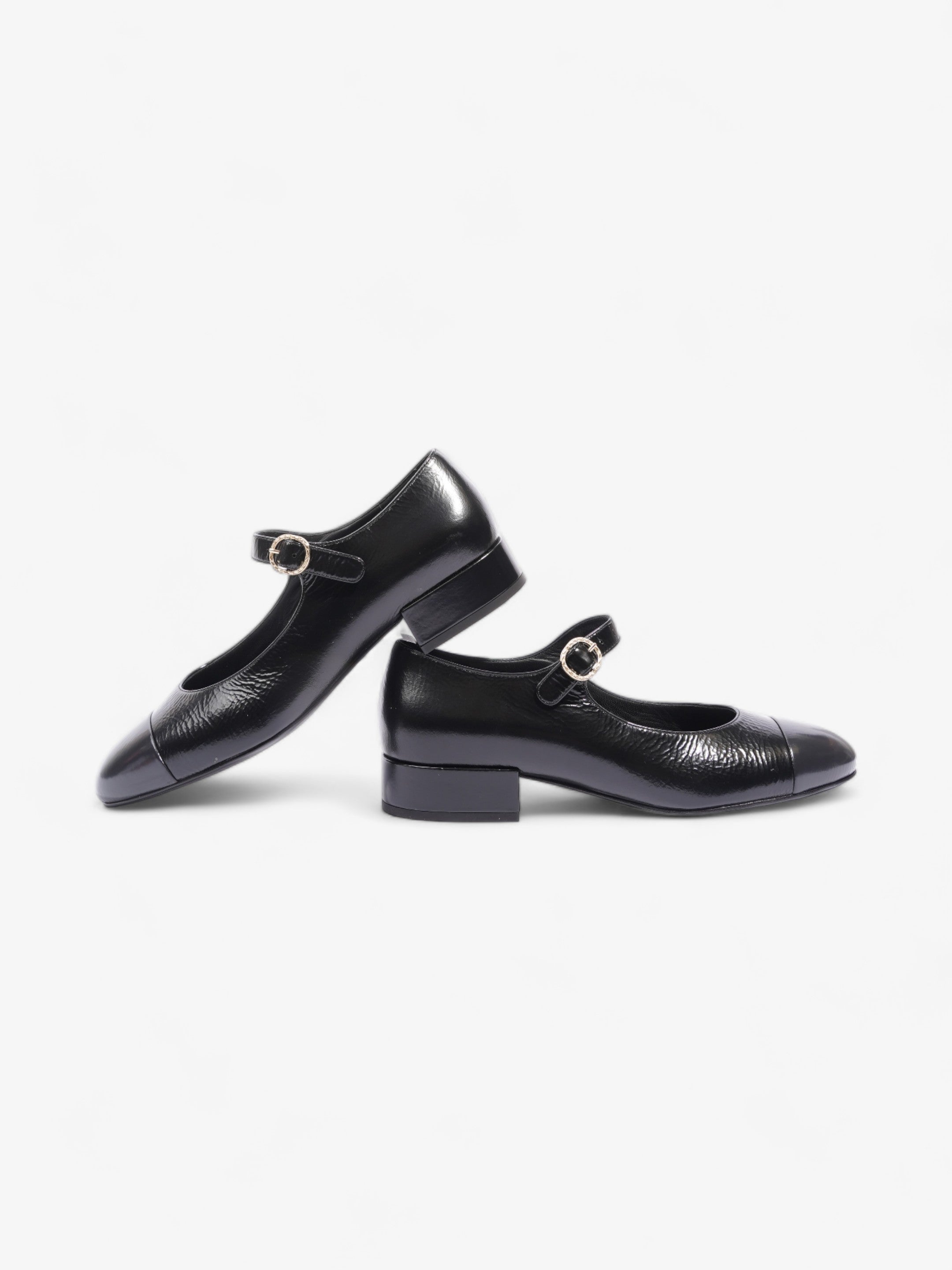 Chanel Chanel Mary Jane Pumps Black / Gold Leather EU 36.5 UK 3.5