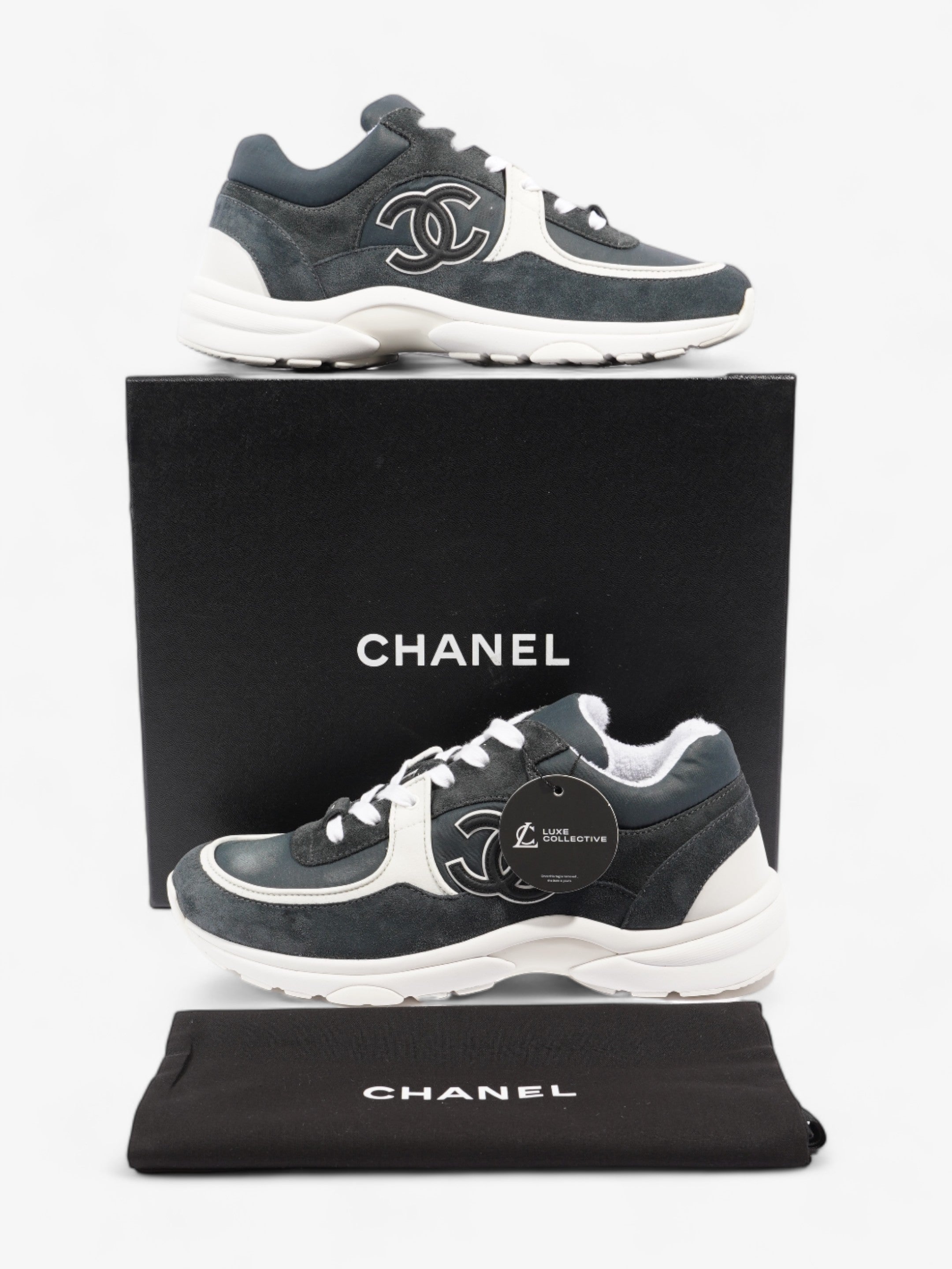 Chanel CC Trainer Black / White Suede EU 39.5 UK 6.5
