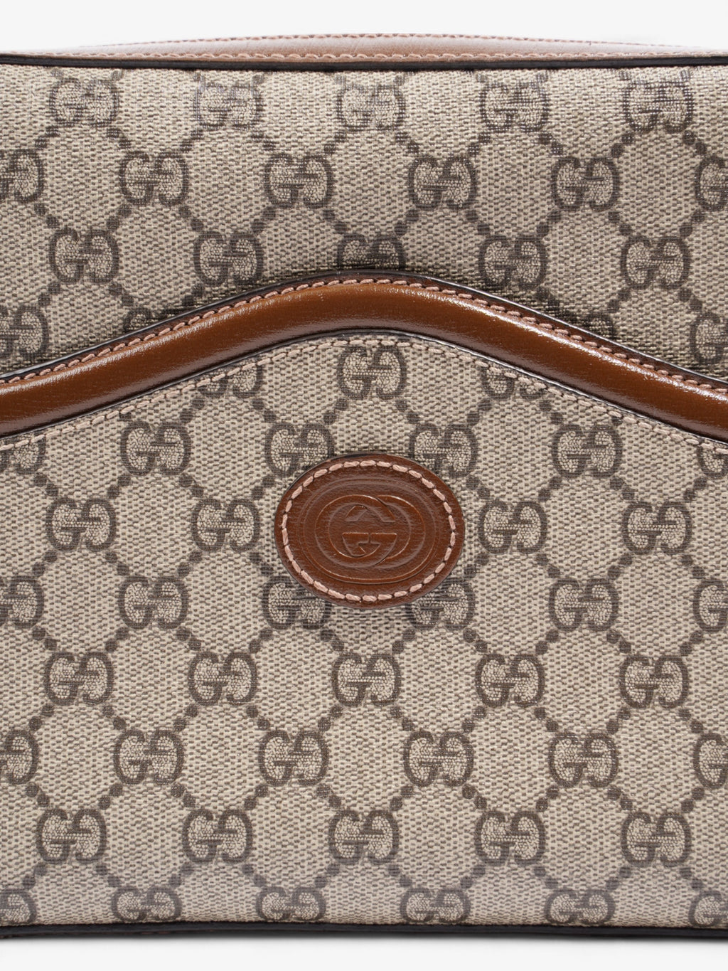 Gucci Messenger Bag with Double G GG Supreme / Brown Coated Canvas Small