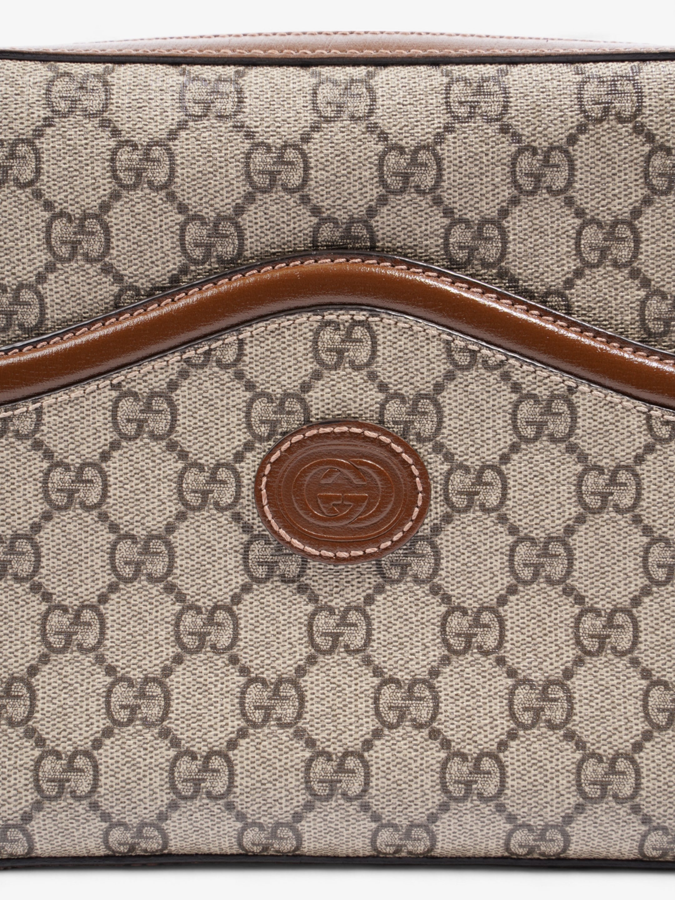 Gucci Messenger Bag with Double G GG Supreme / Brown Coated Canvas Small
