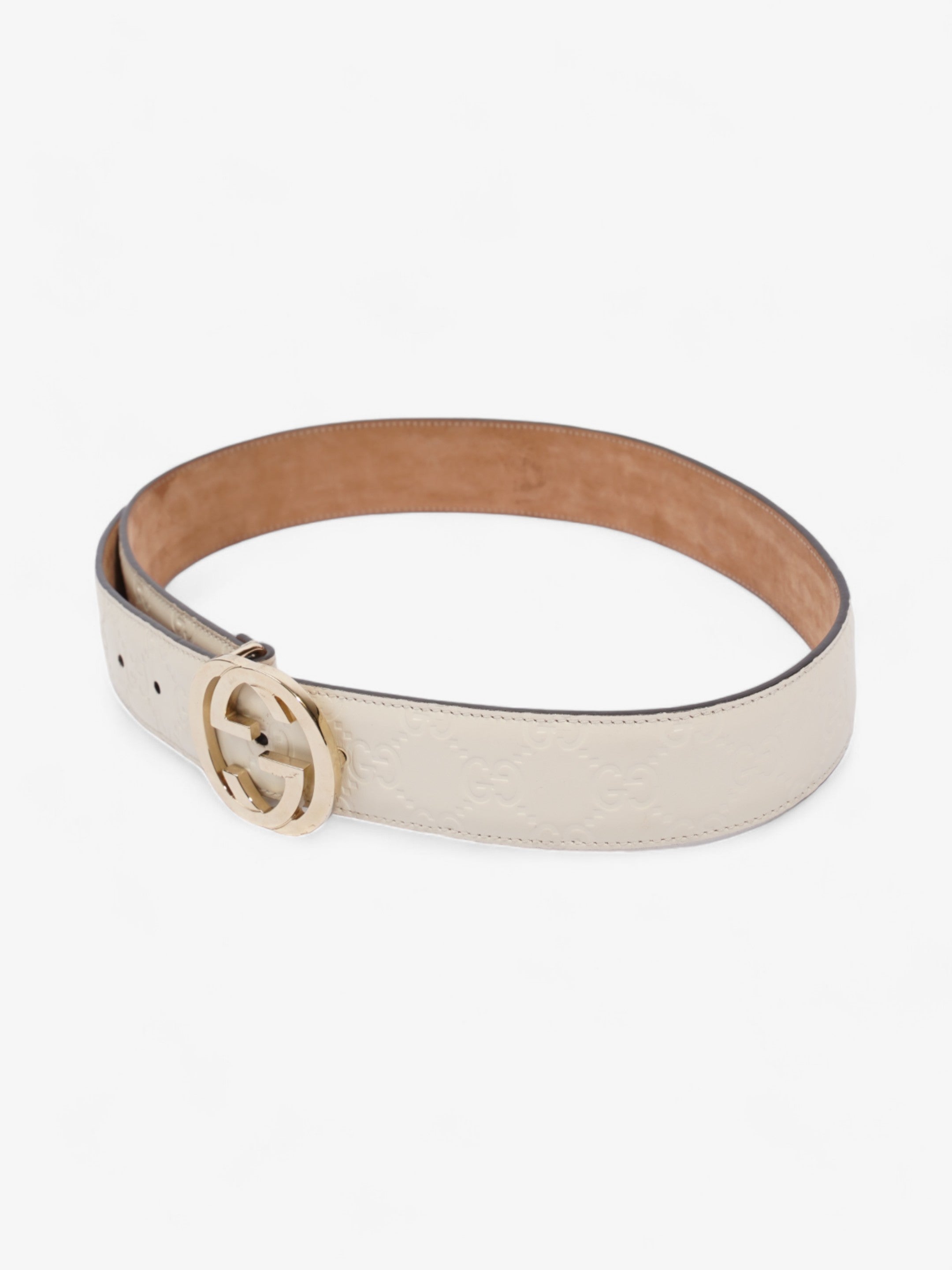 Gucci Interlocking G Belt White Leather 75cm 30"