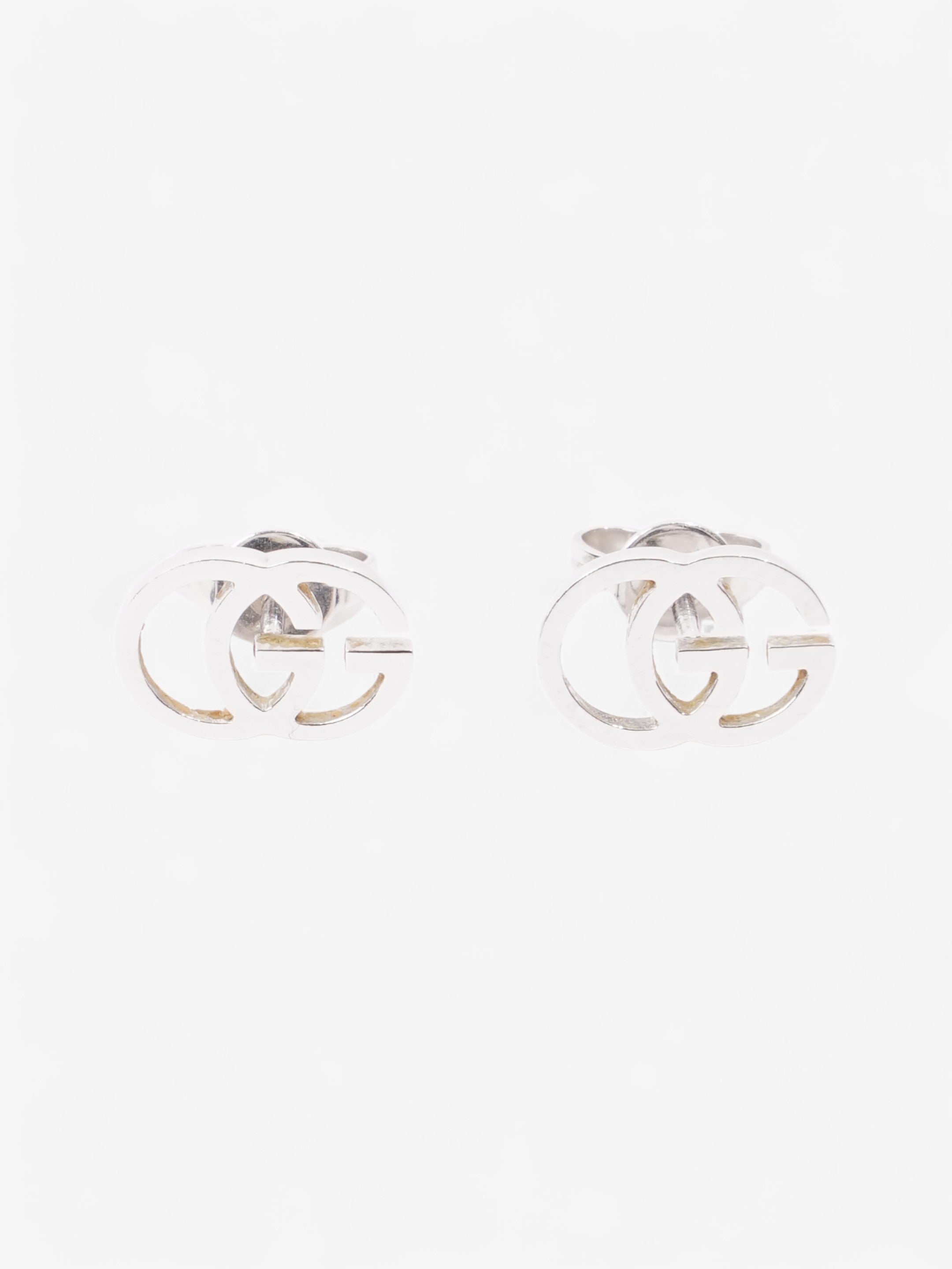 Gucci GG Marmont Stud Earrings White White Gold