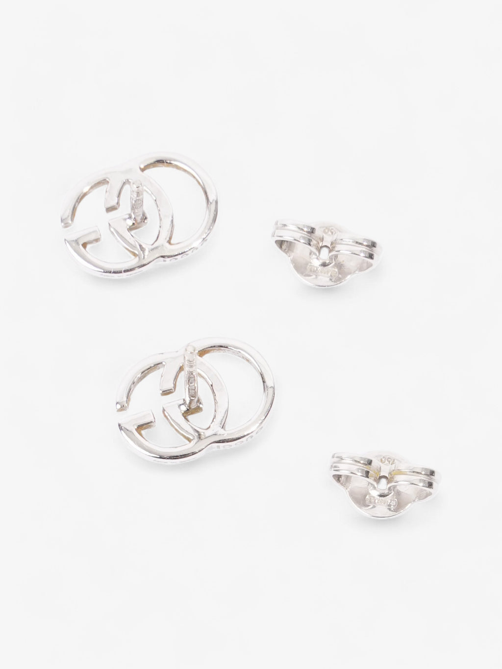 Gucci GG Marmont Stud Earrings White White Gold