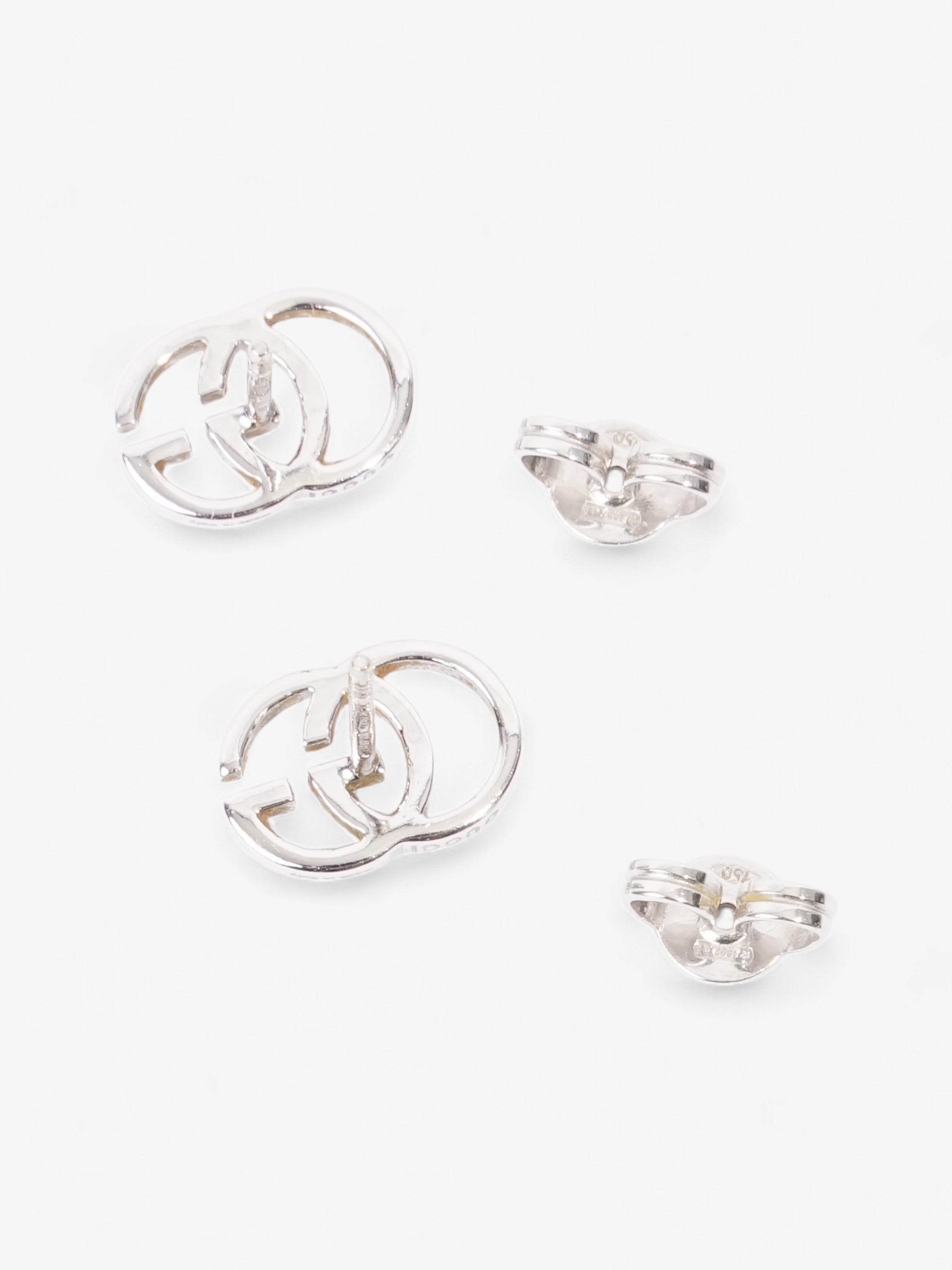 Gucci GG Marmont Stud Earrings White White Gold